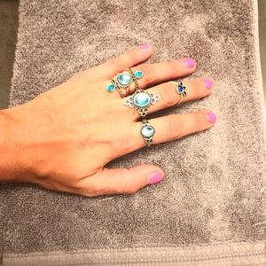 Set of blue & silver rings